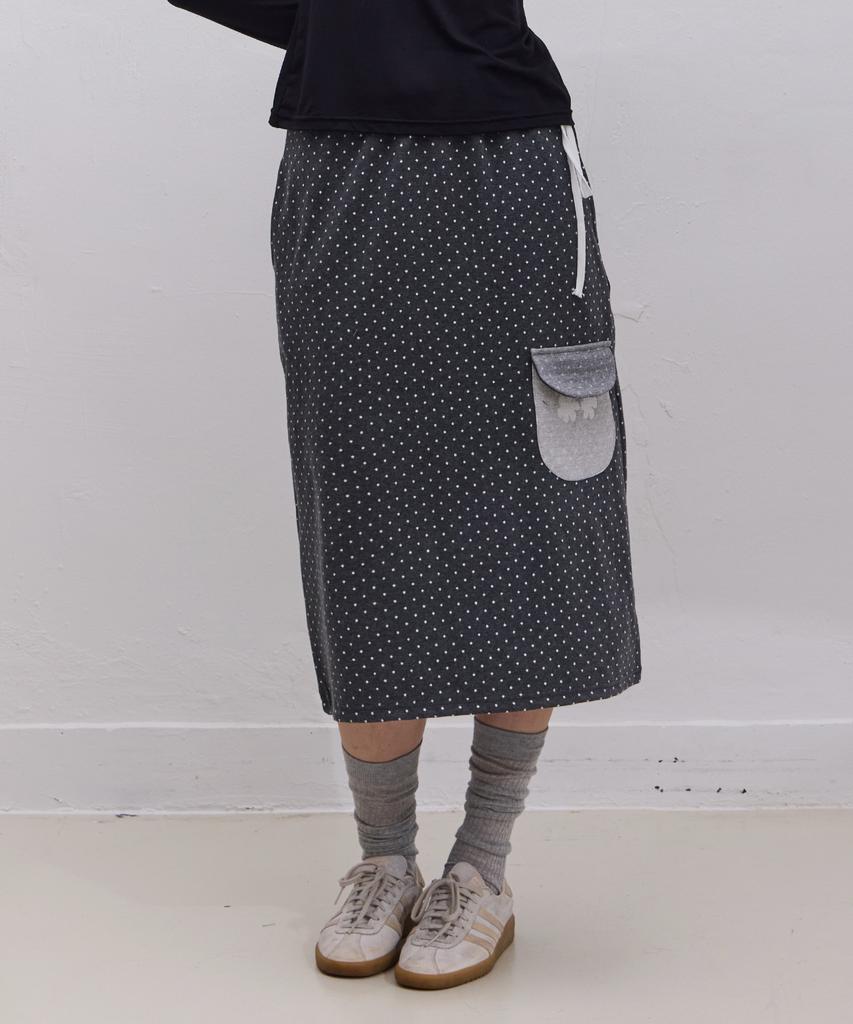 Ebeulisi Dot Pocket Sweat Skirt (Gray)