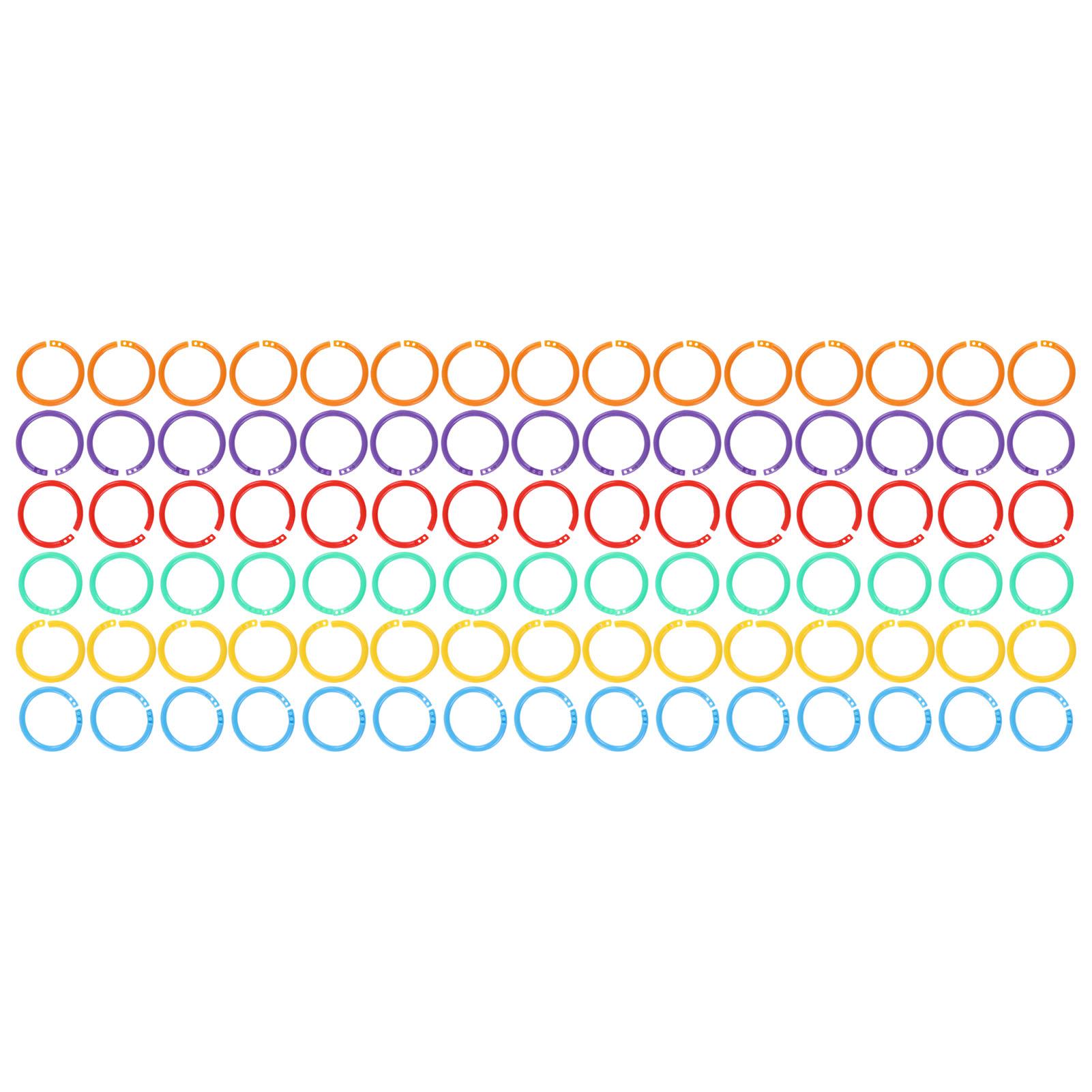 

90 шт. Пластиковые кольца для листов, многоцветные кольца для книг, для организации, 6 цветов, 27 мм ID