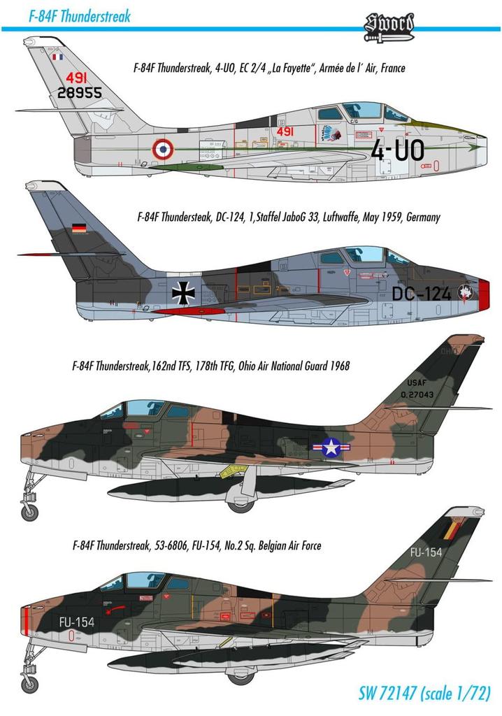 Sword Thunderstreak Part 2 Plastic Model SWD72147 1/72 F-84F