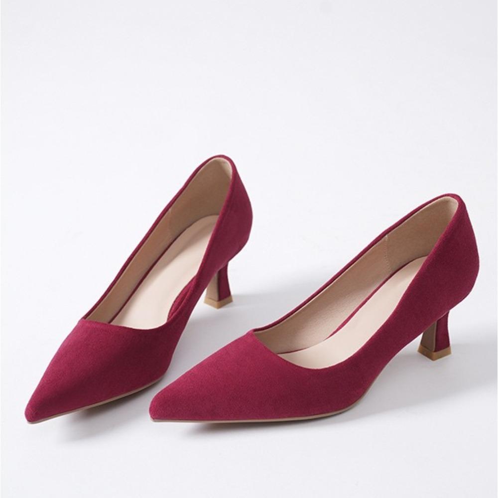High Heels Women's Spring and Summer New Black Suede Light Mouth High Heels Pumps Women Solid Color Pointed Fashion Work Shoes