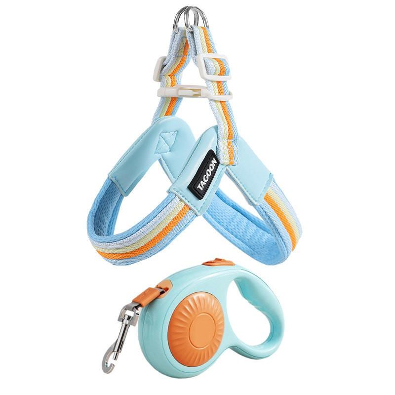 Adjustable Dog Harness With Leash Small To Medium Breeds - Breathable Vest Style Reflective Trim Stainless Steel Buckle