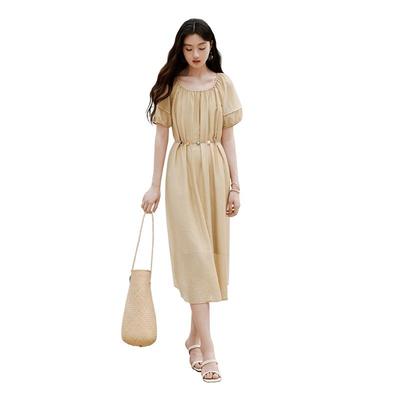 Xiangying French Round Neck Tencel Dress