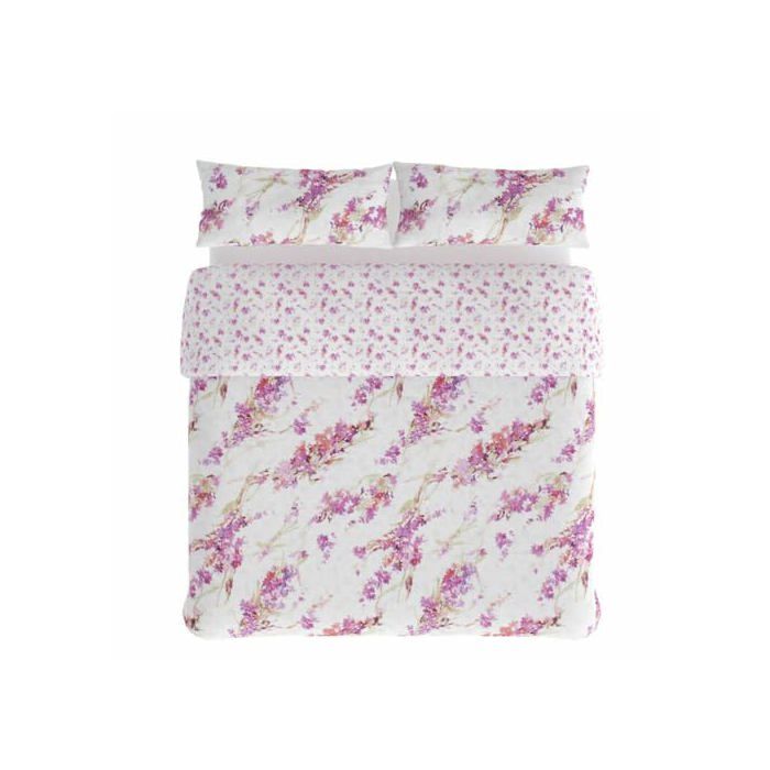 Parure de lit 3 pièces - Hosteline - Spring Mauve - Pour lit de 90 cm - Multicolore - Coton - Lavage en machine à 30°C