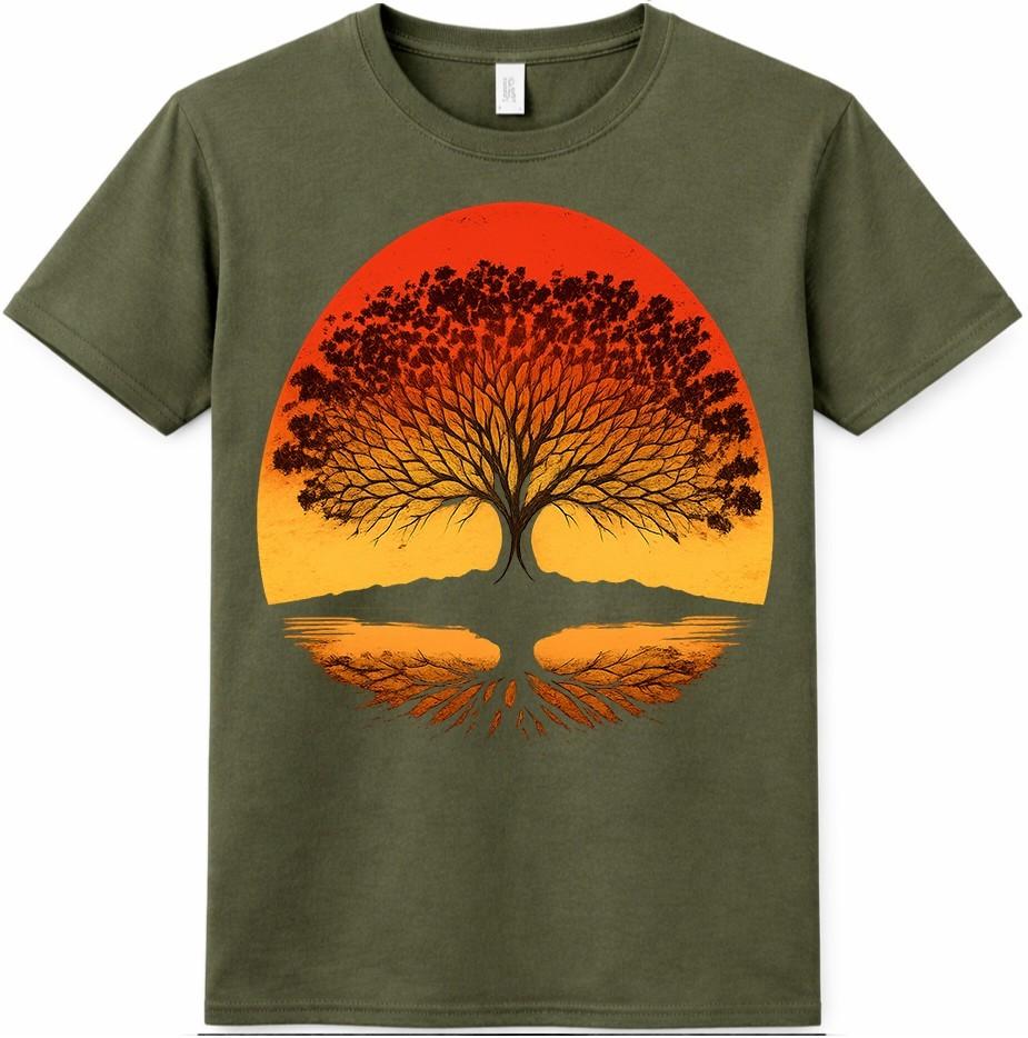 Tree of Life T Shirt Sunset Spiritual Nature Silhouette Graphic Tee Top