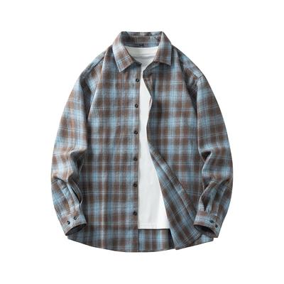 Kariertes Hemd Herren Herbst Vintage Lockeres und vielseitiges Langarmhemd