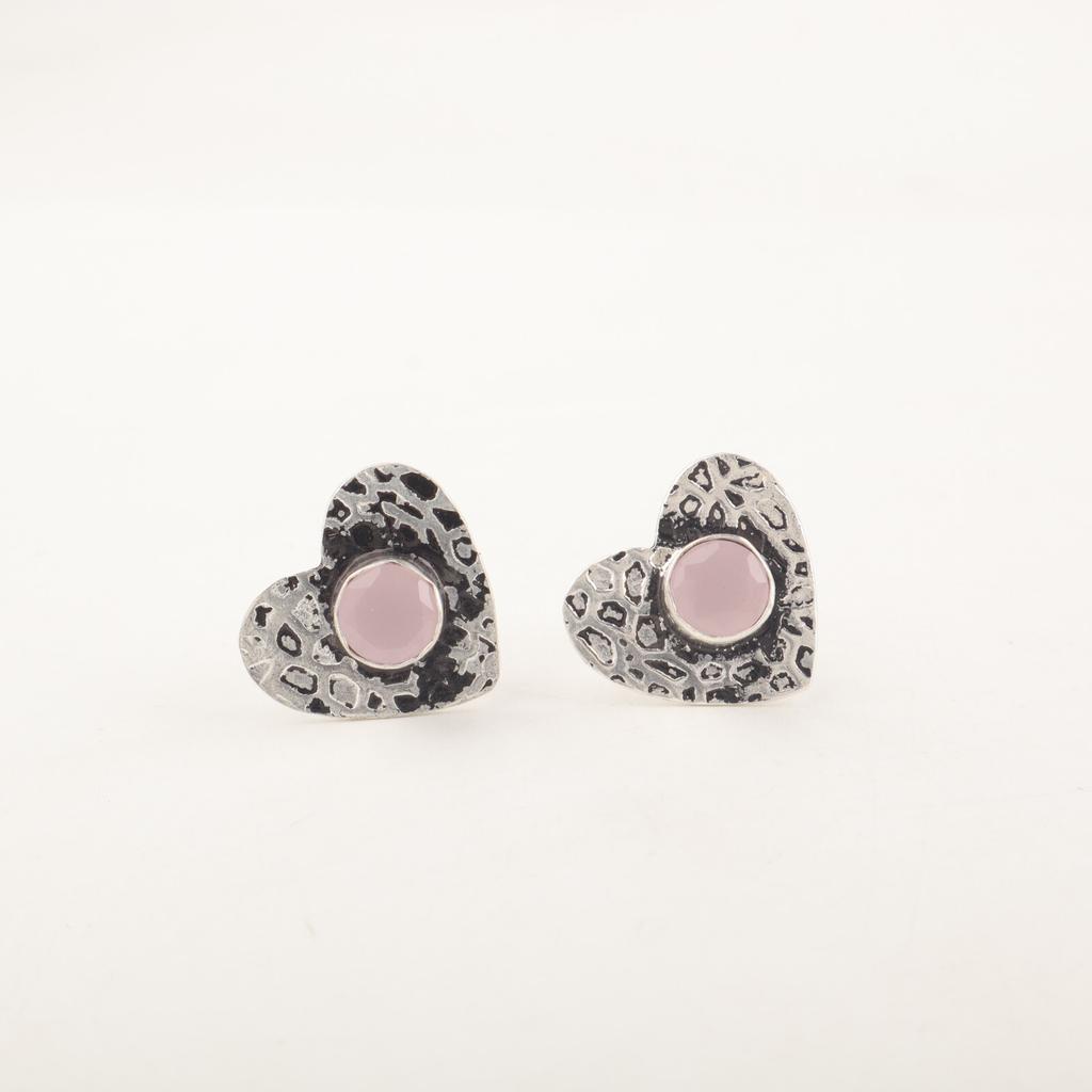 Rose Chalcedony Gemstone 925 Sterling Silver Jewelry Stud Earrings0.6" For Women EE-143-2
