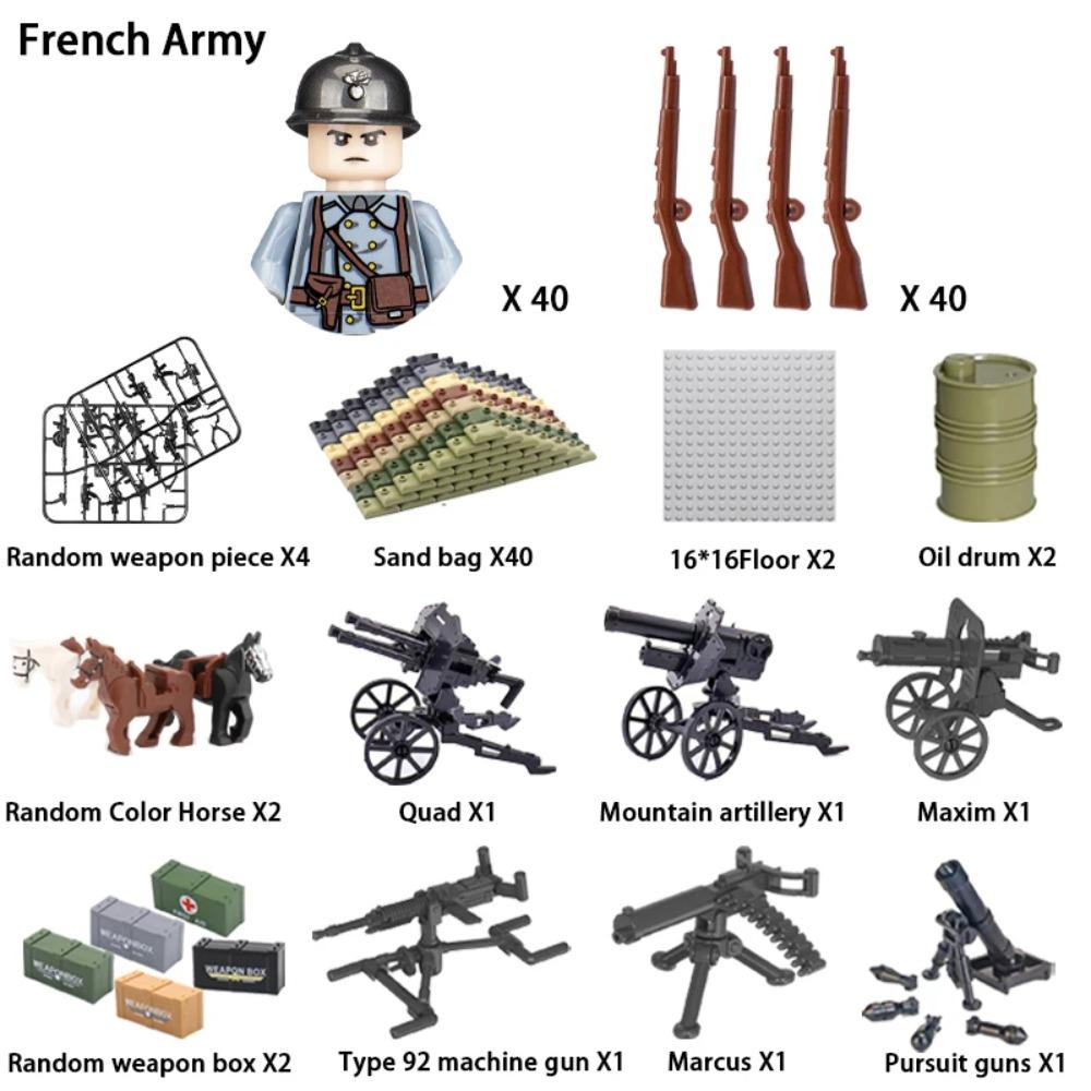 WWII Infantry Military Soldier War National Army Mini Gun Weapon Models Building Blocks Building Blocks Toys for Kids
