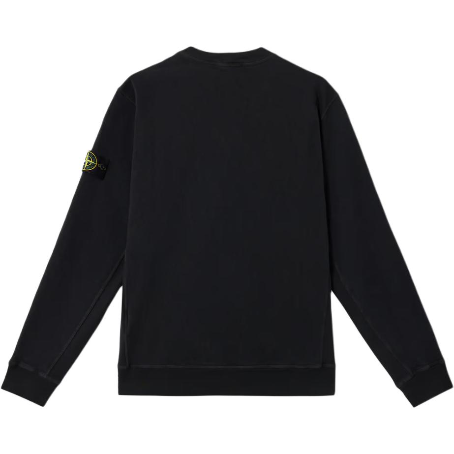 Stone Island Solid Logo Long Sleeve Crewneck Sweatshirt Men sweatshirts Black K1S1561000-20S0060-V0029