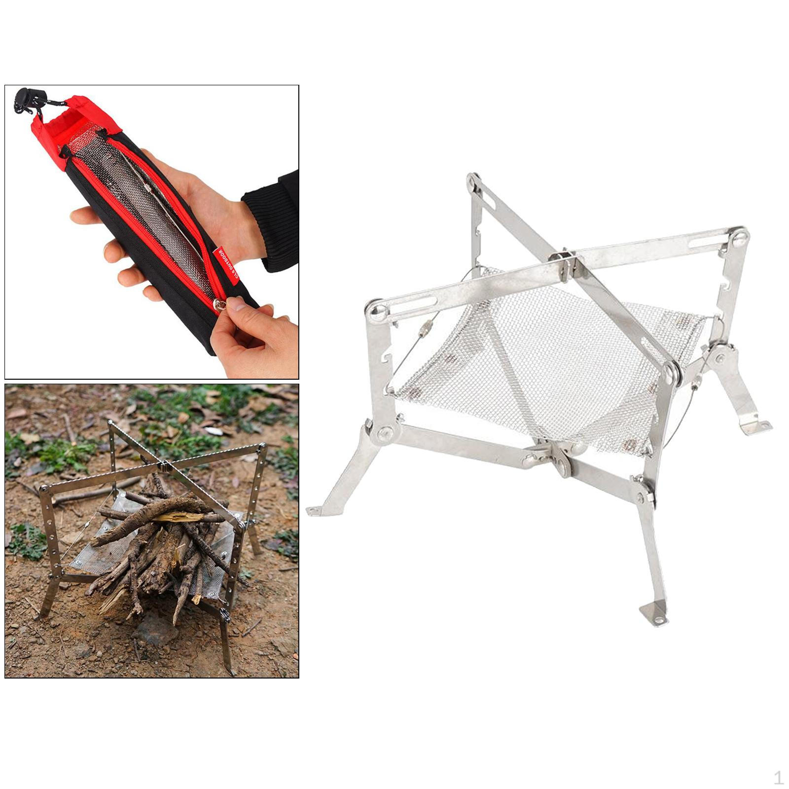 

Multifunctional Portable Folding Barbecue Charcoal Hiking Picnic Camping Grilling Grate S