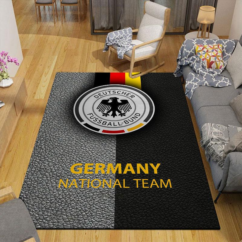 German Football Association Flannel Printed Carpet, Home Sofa Decoration for Living Room & Bedroom, Non‑Slip Play Flannel Floor Mat for Game Room