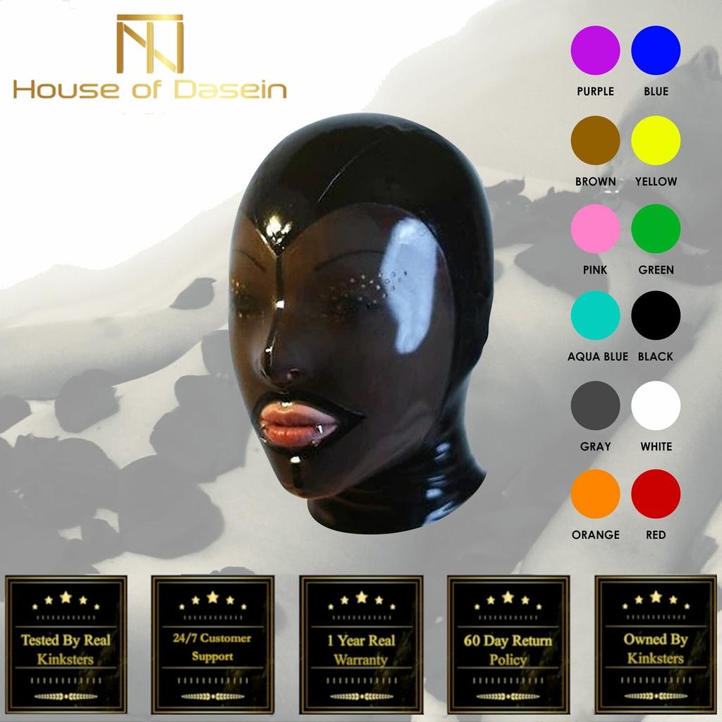 Fetish Mask With Back Zip Transparent Black Face Hood Latex Hoods