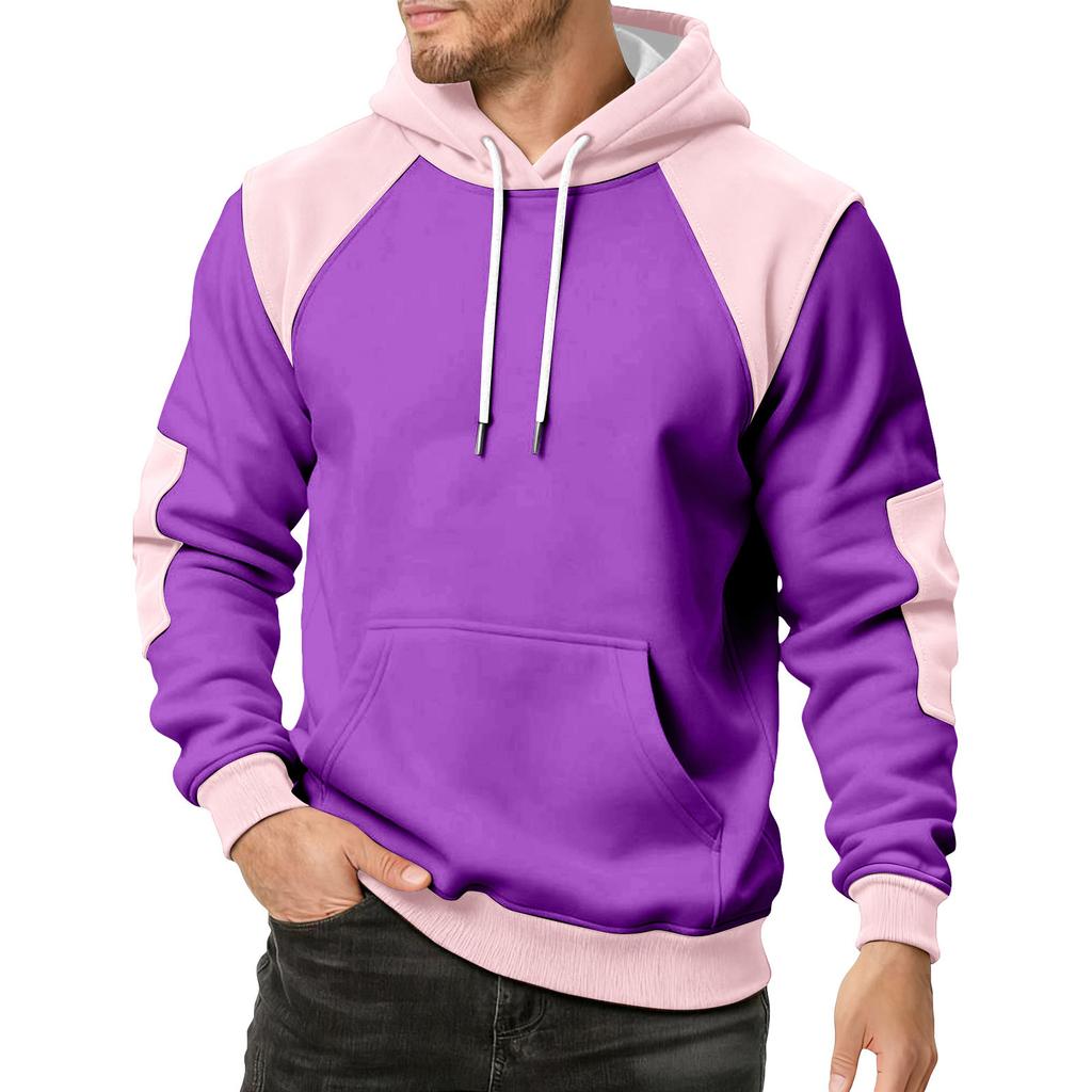 Men's Colorblock Sweatshirt Hoodie Men's Sports Large Size Casual Sweatshirt