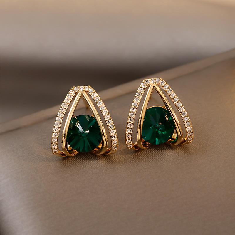 

2022 New Blue Crystal Earrings Square Simple Personality Diamond Square Earrings Women s Zircon Accessories Wholesale Oorbellen золотой