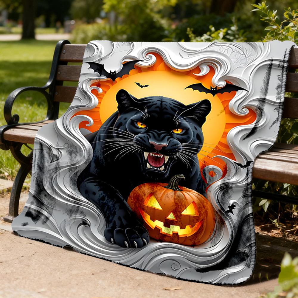 1pc Black Panther Print Outdoor Blanket, Lightweight Polyester,