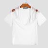INCERUN Men V Neck Mesh Stretch Off Shoulder Sheer Tops Sexy Transparent T-shirts