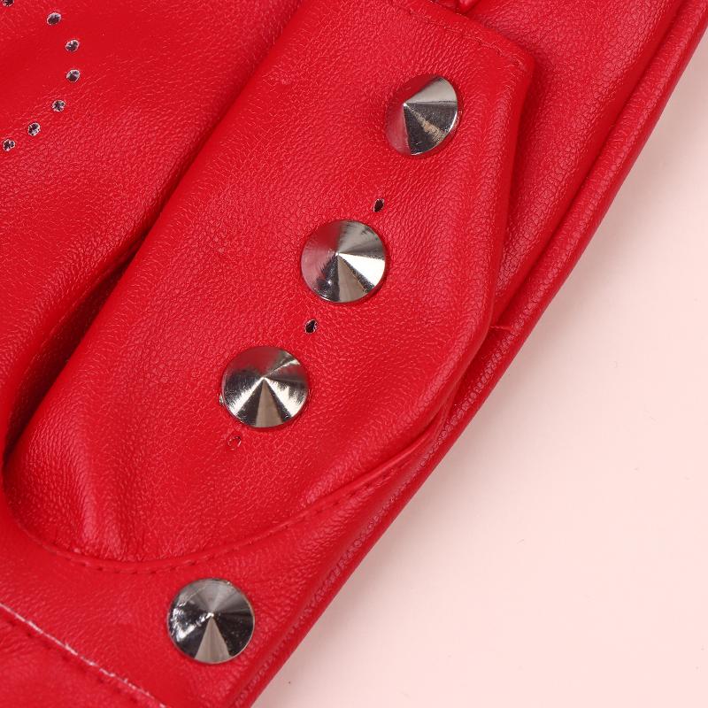 Stage Performance Leather Women Man Half-Finger Rivet Gloves Nightclub Dance Fashion Punk Hip-Hop Half Finger Mittens