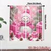 Set Of 2 Jit Pink Cartoon Snowman Curtains Christmas Window Decor Polyester Home Curtain With Rod Pocket