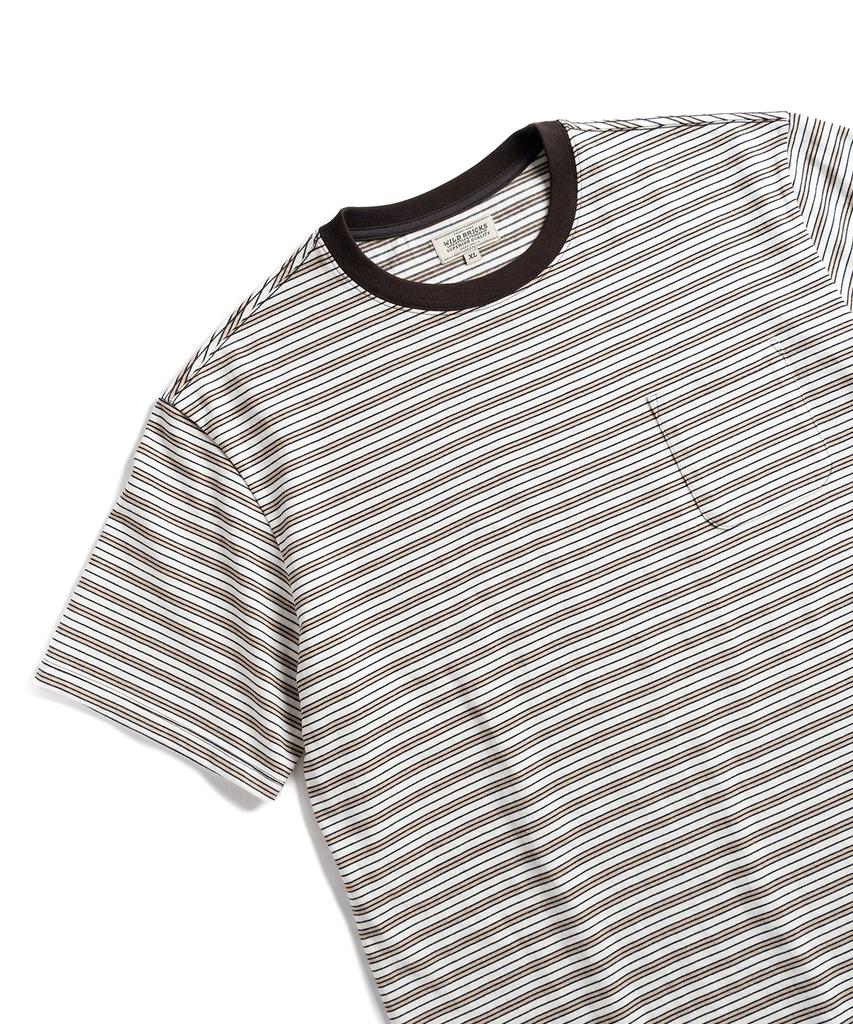 Waildeubeuligseu W25 Striped Pocket Tee (Brown)