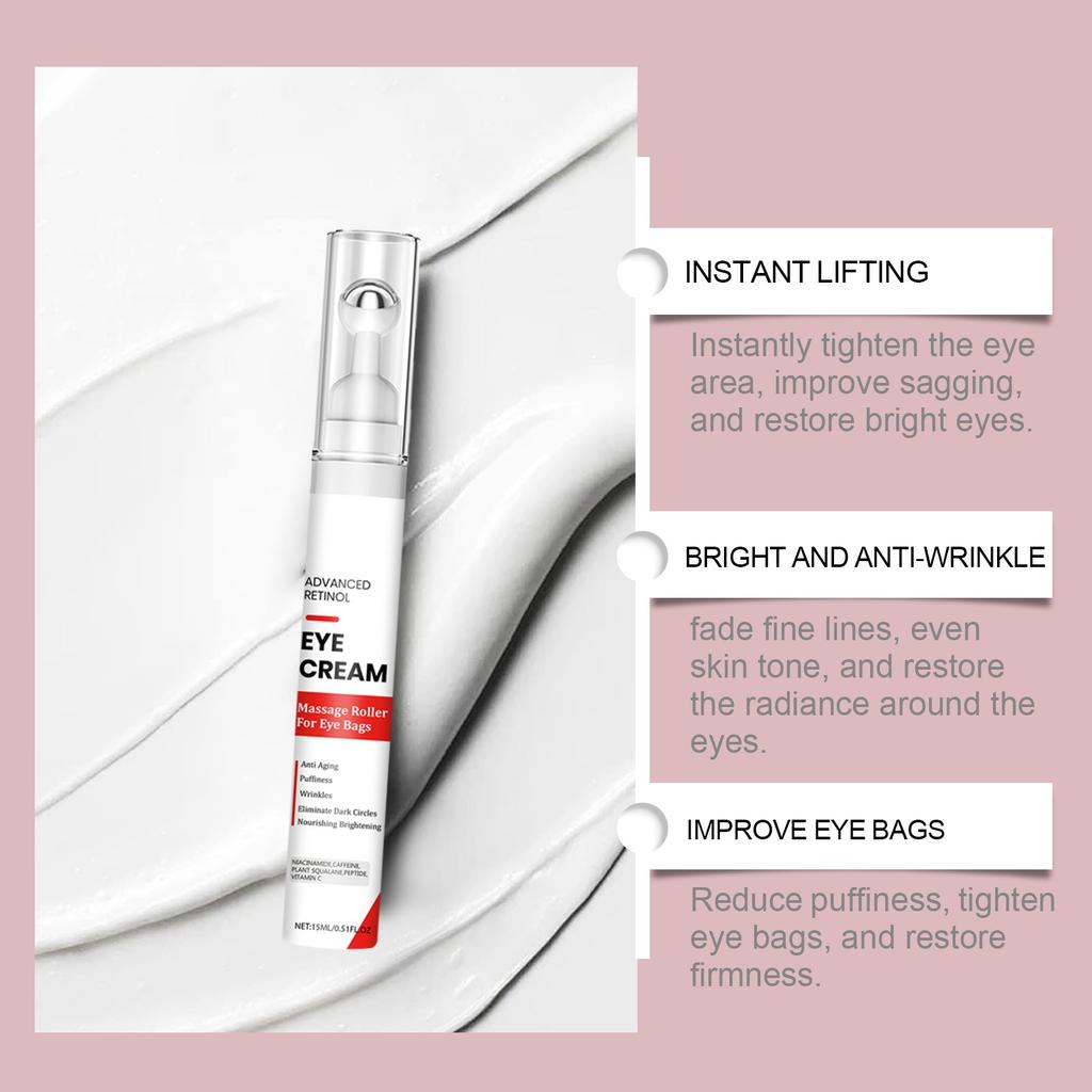 Retinol Eye Cream Lifts, Tightens, Lightens Wrinkles, Tightens Eyes Ball Massage, Beautifies Eyes