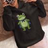 Portland Frog Hoodie Cute Cartoon Frog with Cape Graphic Unisex Pullover Outwear