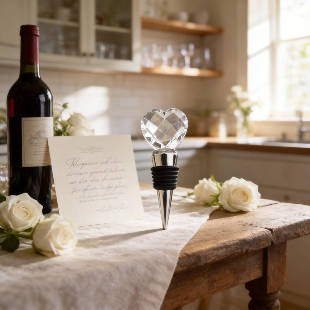 Crystal Heart Wine Stopper With Geometric Design For Wedding Celebration Gift