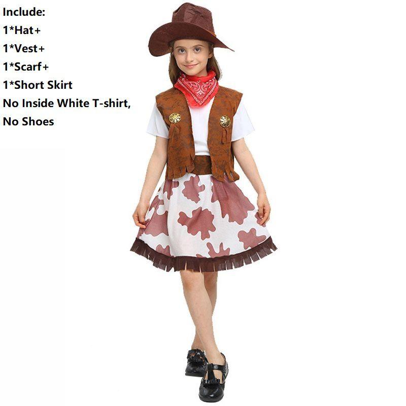 

Girls Boys Cowboy Wild Western Rodeo Costume Kids Fancy Dress Outfit Cosplay Girl-L