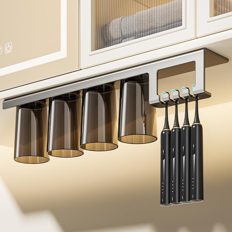 Toothbrush Storage Rack Magnetic Suction Mouth Cup Bathroom Toilet Cup Electric Toothbrush Holder Without Hole Punching