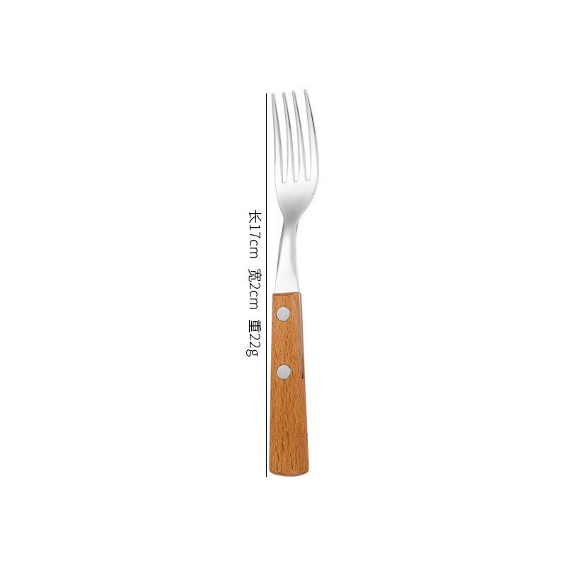 304 Stainless Steel Knife, Fork and Spoon Four-piece Set, Japanese-style Western Tableware, Flower Pear Wooden Handle, Steak Knife, Fork and Spoon Set