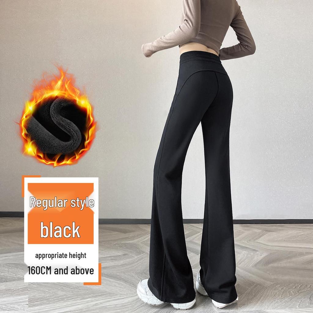 Women's 2026 Gray Petite High-Waisted Micro-Flare Yoga Sweatpants with Plus Velvet