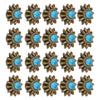 20 Set Daisy Decorative Conchos Buckles Simulation Turquoise Alloy Rivets Vintage Western Metal Screwback Buttons