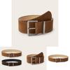 Simple Solid Color Suede Square Buckle Decoration Women Casual Belt