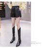 2026 Autumn/Winter Women's High Waist A-line PU Leather Shorts with Elastic Waist and Slimming Wide Leg Design
