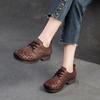 Johnature Genuine Leather Comfortable Pumps Retro Solid Color Commuting Versatile Casual Women's Shoes