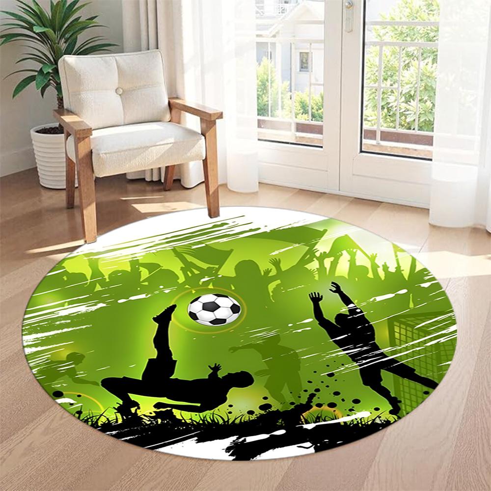 Runder Fußballteppich Geeignet für Schlafsaal Flur Wohnzimmer Außenbereich Rutschfester Runder Teppich Büros Dekorieren Perfektes Geschenk für Frauen Männer