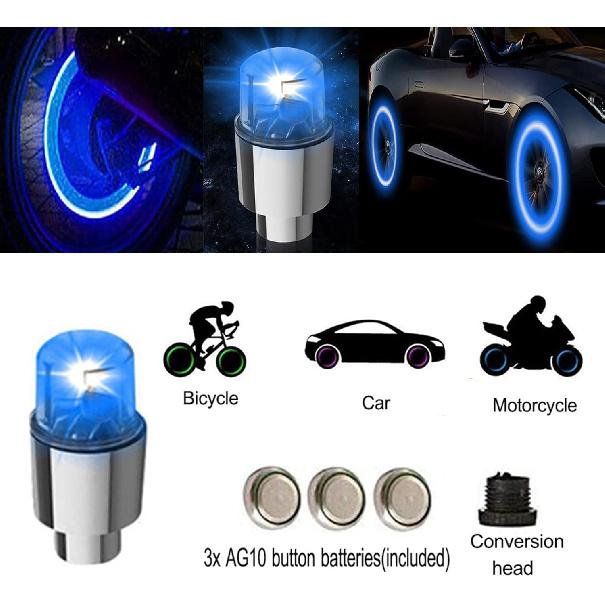 12 PCS LED Wheel Lights Flash Light Tire Valve Cap Lamp For Car Trucks Motorcycle Bike (Blue)