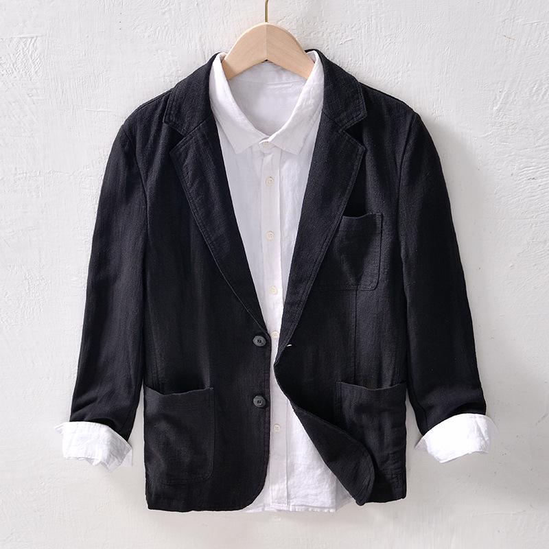 Men's Retro Plus Size Casual Linen Blazer - Business Formal Loose Fit Jacket