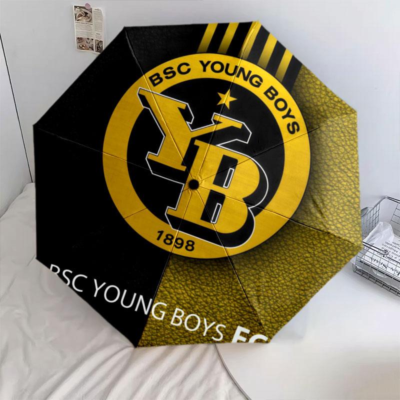 BSC Young Boys pattern, automatic folding umbrella, portable and foldable design, 8 ribs, a Christmas or birthday gift.
