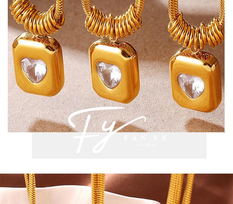 Rhinestone Peach Heart Snake Bone Chain Necklace: Women's Double-Layer Stainless Steel Jewelry with High-End Luxury Design