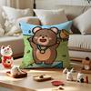 Cute Animal Champion Cushion Cover Anti-dustmite Pillowcase Invisible Zipper Silky Short Plush Sofa Cushion Cover