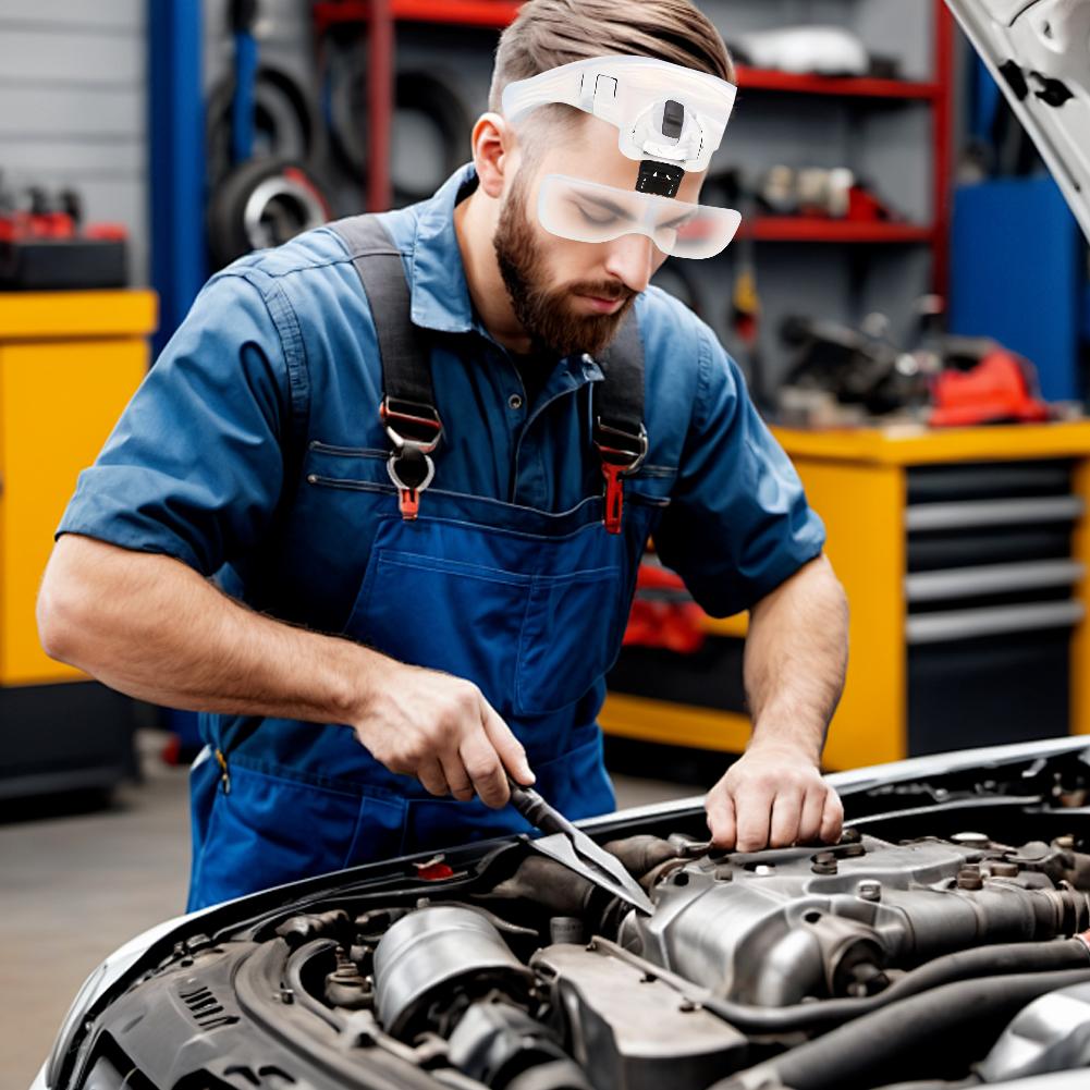 LED Head Magnifier 5 Interchangeable Lenses 1.0X To 3.5X Lighted Magnifying Glasses Battery Powered Head Mount Magnifying Glass