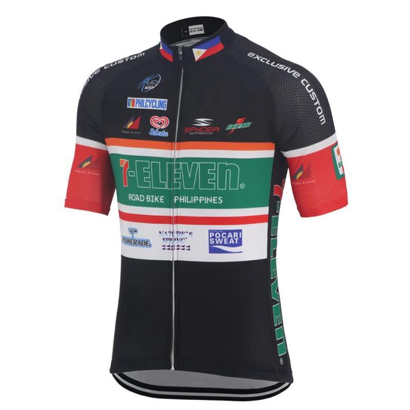 7-Eleven Cyklistický dres Set Krátký rukáv Bib šortky Dry Fit Lycra Unisex