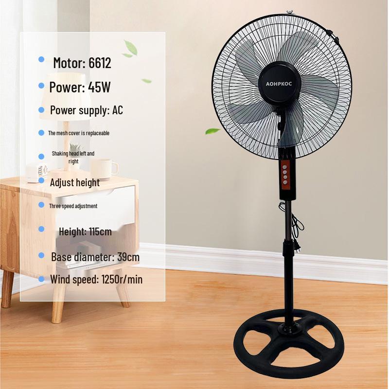 10-Inch Oscillating Floor Fan for Home & Office - High Power, Dual Voltage 110V/220V Circulation Fan