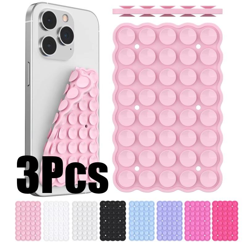 3PCS Silicone Suction Cup Phone Case Mount Double Sided Hands-Free Strong Grip Holder for Selfies and Videos for iPhone Android 5