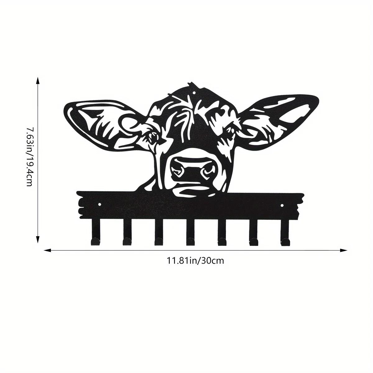 

Декоративная вешалка на дверь в форме коровы - вешалка на 7 крючков для одежды, шляпы, полотенца и ключей, декор для дома и стен светло-серый