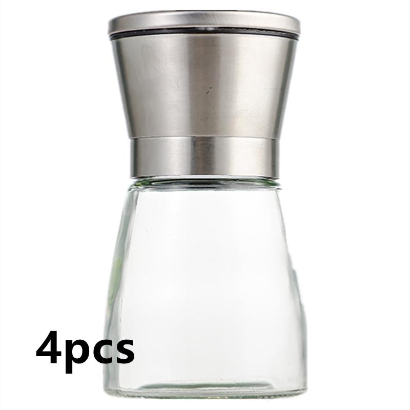 1/2/3/4 Pcs Round Salt and Pepper Mill Manual Spice Salt and Pepper Mill Set, Adjustable Coarseness