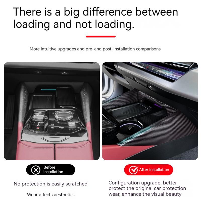 For BMW 5 Series i5 G60 2025-2025 Carbon Fiber Style Center Control Side Gear Cover Trim Car Interior Accessories