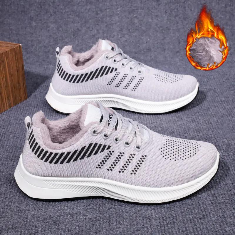 WTEMPO Pánské podzimní zimní nadměrné protiskluzové teplé plyšové tenisky odolné proti chladu s tlustou plochou podrážkou lehké cestovní běžecké sportovní boty