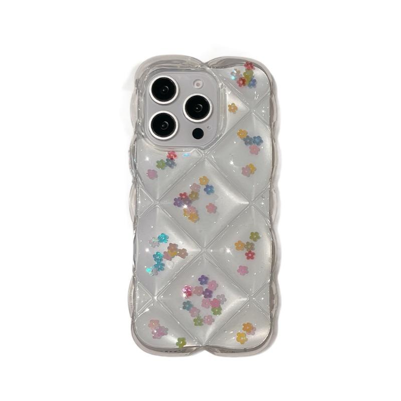 Epoxidharz Hülle mit floralem Diamantmuster für iPhone 17 Pro Max, kompatibel mit Apple 16, neue 14/15 transparente Hülle