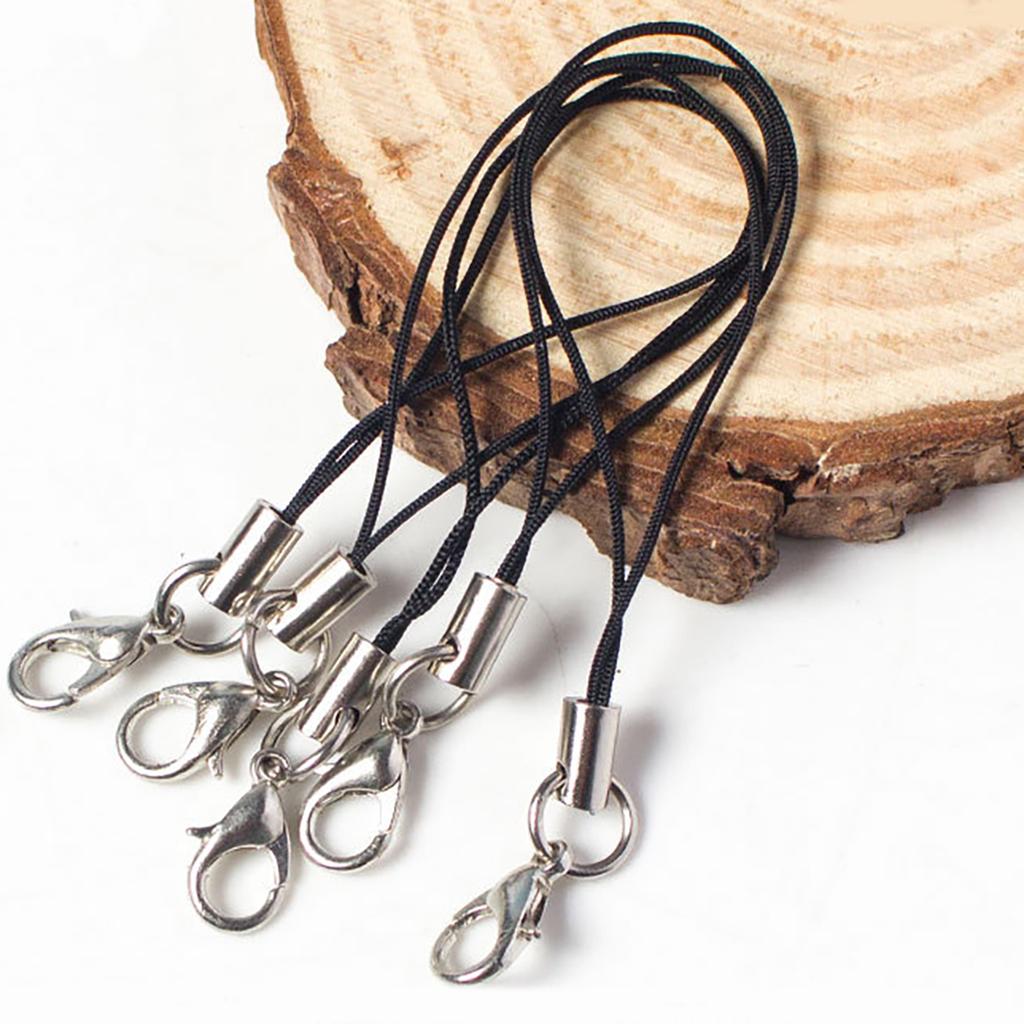 30/50/100pcs Black Strap Charm Cord Lanyard Lariat Strap Cords Lobster Clasp Rope Keychains Hooks Mobile Set Charms Jewelry Acce 5