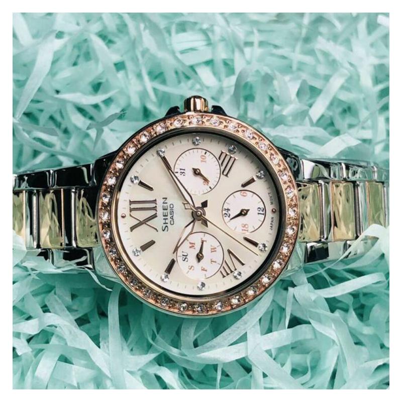 Casio CASIOSHEEN Series Classic and Elegant Quartz Movement Stainless Steel Strap Japanese and Korean Watch Women's Watch SHE-3052SPG-7A
